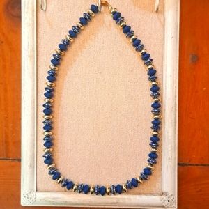 Navy and gold 25" beaded necklace